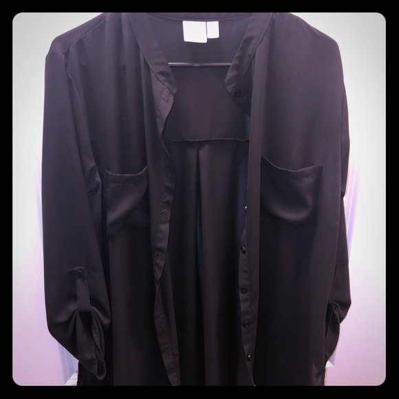 Black sheer Tunic button up - Picture 2 of 5